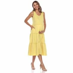 Maternity White Mark Scoopneck Tiered Midi Dress -White Mark Sales unnamed file 2124