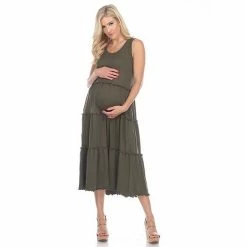 Maternity White Mark Scoopneck Tiered Midi Dress -White Mark Sales unnamed file 2126