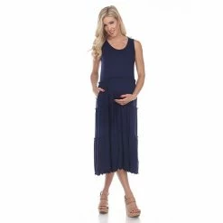 Maternity White Mark Scoopneck Tiered Midi Dress -White Mark Sales unnamed file 2127