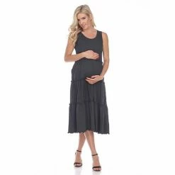Maternity White Mark Scoopneck Tiered Midi Dress -White Mark Sales unnamed file 2129
