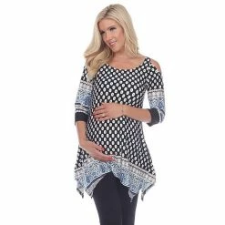 Maternity White Mark Cold-Shoulder Tunic Top Black White -White Mark Sales unnamed file 2135