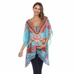 Maternity White Mark Sheer Tie-Up Caftan Aqua