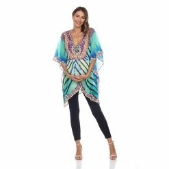 Maternity White Mark Sheer Tie-Up Caftan Aqua -White Mark Sales unnamed file 2153