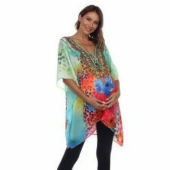 Maternity White Mark Sheer Tie-Up Caftan Aqua -White Mark Sales unnamed file 2156