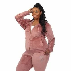 Plus Size White Mark Rhinestone 2-Piece Velour Tracksuit Set Black -White Mark Sales unnamed file 223