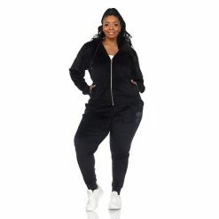 Plus Size White Mark Rhinestone 2-Piece Velour Tracksuit Set Black -White Mark Sales unnamed file 226