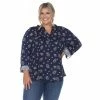 Plus Size White Mark Pleated Leaf Print Blouse Olive -White Mark Sales unnamed file 229