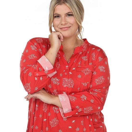 Plus Size White Mark Pleated Leaf Print Blouse Olive 6 Plus Size White Mark Pleated Leaf Print Blouse Olive - Image 4