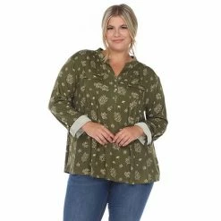 Plus Size White Mark Pleated Leaf Print Blouse Olive 18 Plus Size White Mark Pleated Leaf Print Blouse Olive -White Mark Sales unnamed file 236