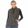 Women's White Mark Zip Up Sherpa Vest Army Green -White Mark Sales unnamed file 238