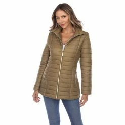 Women's White Mark Puffer Coat Purple