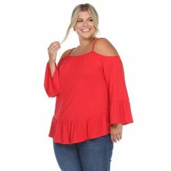 Plus Size White Mark Cold Shoulder Ruffle Sleeve Top Black -White Mark Sales unnamed file 288