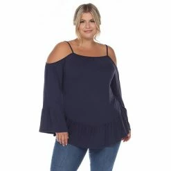 Plus Size White Mark Cold Shoulder Ruffle Sleeve Top Black -White Mark Sales unnamed file 291