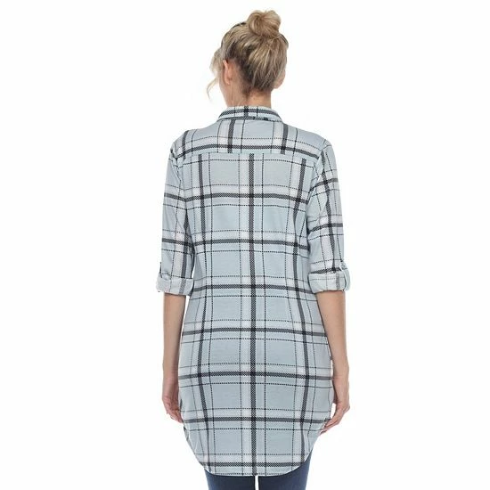 Women's White Mark Plaid Tunic Top Pink 4 Women's White Mark Plaid Tunic Top Pink - Image 2