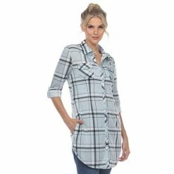 Women's White Mark Plaid Tunic Top Pink 14 Women's White Mark Plaid Tunic Top Pink -White Mark Sales unnamed file 322