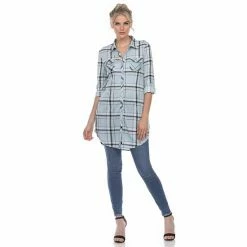 Women's White Mark Plaid Tunic Top Pink 15 Women's White Mark Plaid Tunic Top Pink -White Mark Sales unnamed file 323