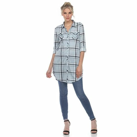 Women's White Mark Plaid Tunic Top Pink 6 Women's White Mark Plaid Tunic Top Pink - Image 4