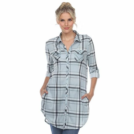 Women's White Mark Plaid Tunic Top Pink 9 Women's White Mark Plaid Tunic Top Pink - Image 7