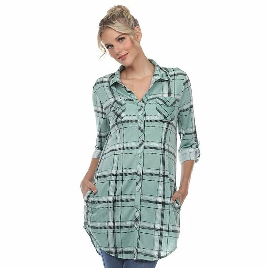 Women's White Mark Plaid Tunic Top Pink 11 Women's White Mark Plaid Tunic Top Pink - Image 9