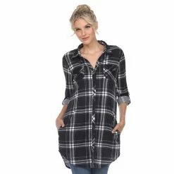 Women's White Mark Plaid Tunic Top Pink 21 Women's White Mark Plaid Tunic Top Pink -White Mark Sales unnamed file 329