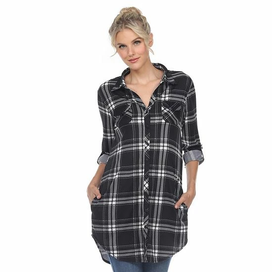 Women's White Mark Plaid Tunic Top Pink 12 Women's White Mark Plaid Tunic Top Pink - Image 10