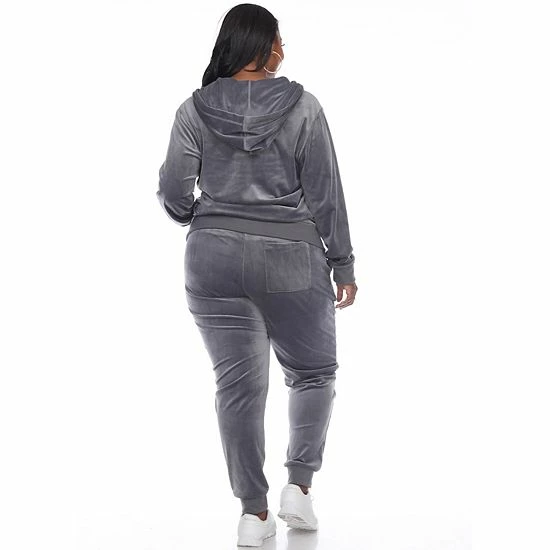 Plus Size White Mark 2-Piece Velour Tracksuit Set Grey 4 Plus Size White Mark 2-Piece Velour Tracksuit Set Grey - Image 2