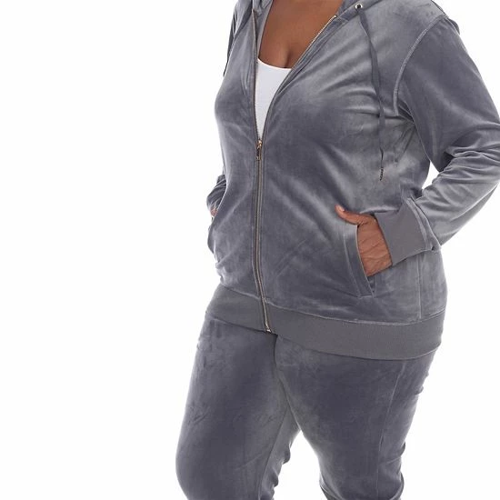 Plus Size White Mark 2-Piece Velour Tracksuit Set Grey 5 Plus Size White Mark 2-Piece Velour Tracksuit Set Grey - Image 3