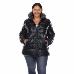 Plus Size White Mark Metallic Puffer Coat With Hoodie Black -White Mark Sales unnamed file 355