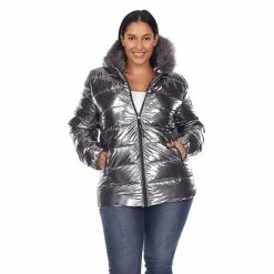 Plus Size White Mark Metallic Puffer Coat With Hoodie Black -White Mark Sales unnamed file 359