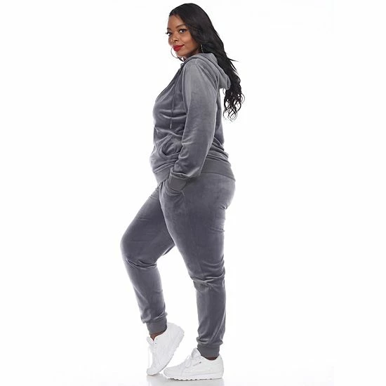 Plus Size White Mark 2-Piece Velour Tracksuit Set Grey 6 Plus Size White Mark 2-Piece Velour Tracksuit Set Grey - Image 4