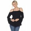 Women's White Mark Cold Shoulder Ruffle Sleeve Top Green -White Mark Sales unnamed file 361