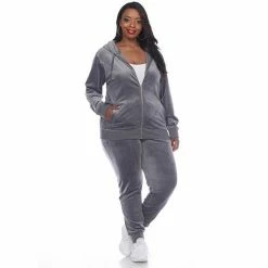 Plus Size White Mark 2-Piece Velour Tracksuit Set Grey 20 Plus Size White Mark 2-Piece Velour Tracksuit Set Grey -White Mark Sales unnamed file 37