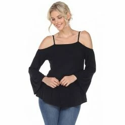 Women's White Mark Cold Shoulder Ruffle Sleeve Top Green -White Mark Sales unnamed file 370