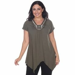 Plus Size White Mark Embellished Tunic Fuchsia