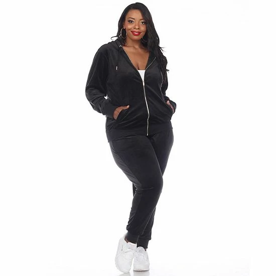 Plus Size White Mark 2-Piece Velour Tracksuit Set Grey 10 Plus Size White Mark 2-Piece Velour Tracksuit Set Grey - Image 8