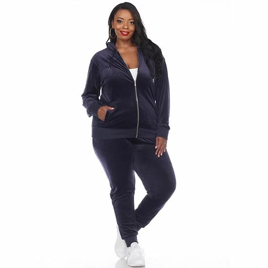 Plus Size White Mark 2-Piece Velour Tracksuit Set Grey 11 Plus Size White Mark 2-Piece Velour Tracksuit Set Grey - Image 9