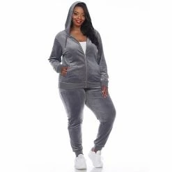 Plus Size White Mark 2-Piece Velour Tracksuit Set Grey 26 Plus Size White Mark 2-Piece Velour Tracksuit Set Grey -White Mark Sales unnamed file 43