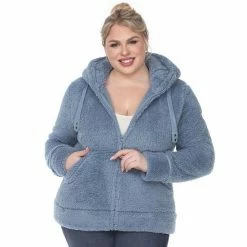 Plus Size White Mark Sherpa Hoodie Denim Blue -White Mark Sales unnamed file 433