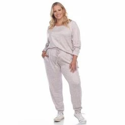 Plus Size White Mark 2-Piece Lounge Set Gray Tie Dye