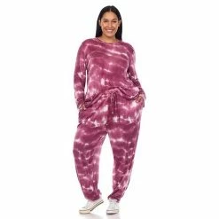 Plus Size White Mark 2-Piece Lounge Set Gray Tie Dye -White Mark Sales unnamed file 467