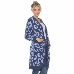 Women's White Mark Leopard Print Cardigan Pink -White Mark Sales unnamed file 532