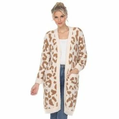 Women's White Mark Leopard Print Cardigan Pink -White Mark Sales unnamed file 536
