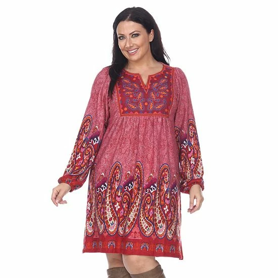 Plus Size White Mark Embroidered Sweater Dress Purple 8 Plus Size White Mark Embroidered Sweater Dress Purple - Image 6