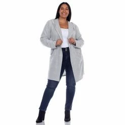 Plus Size White Mark Hooded Cardigan Heather Gray