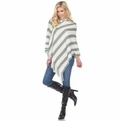 Women's White Mark Hooded Poncho Brown