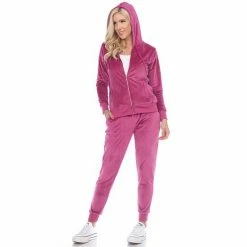 Women's White Mark 2-piece Velour Hoodie & Jogger Pants Set Pink -White Mark Sales unnamed file 6