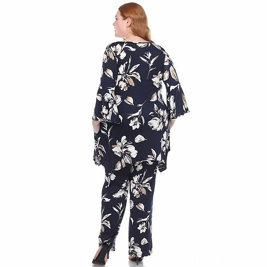 Plus Size White Mark Floral Bell Sleeve Tunic And Pant Set Red 4 Plus Size White Mark Floral Bell Sleeve Tunic And Pant Set Red - Image 2