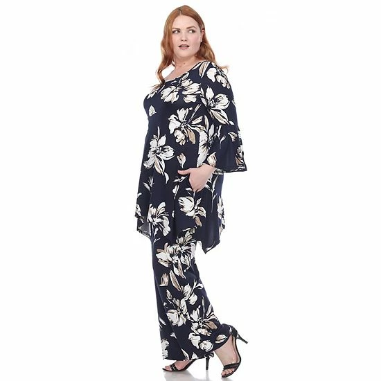 Plus Size White Mark Floral Bell Sleeve Tunic And Pant Set Red 5 Plus Size White Mark Floral Bell Sleeve Tunic And Pant Set Red - Image 3