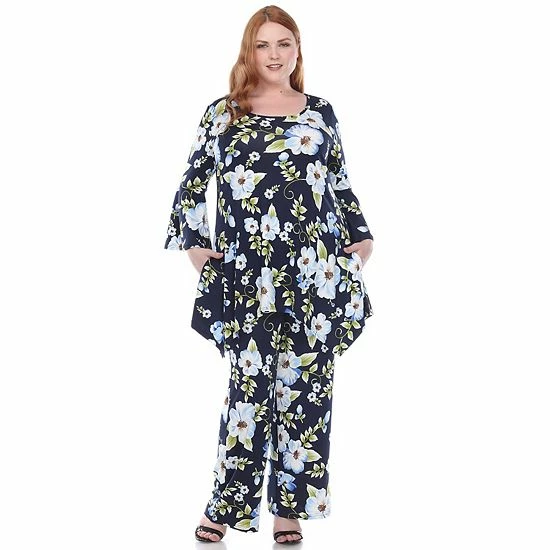 Plus Size White Mark Floral Bell Sleeve Tunic And Pant Set Red 7 Plus Size White Mark Floral Bell Sleeve Tunic And Pant Set Red - Image 5