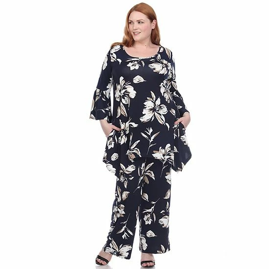 Plus Size White Mark Floral Bell Sleeve Tunic And Pant Set Red 10 Plus Size White Mark Floral Bell Sleeve Tunic And Pant Set Red - Image 8